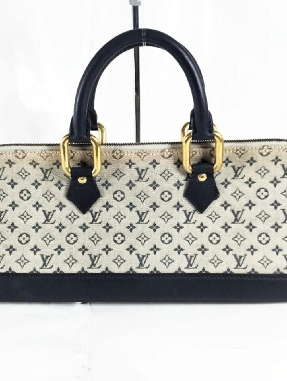 Louis Vuitton Mini Lin Alma Long Horizontal Monogram Handbag Navy